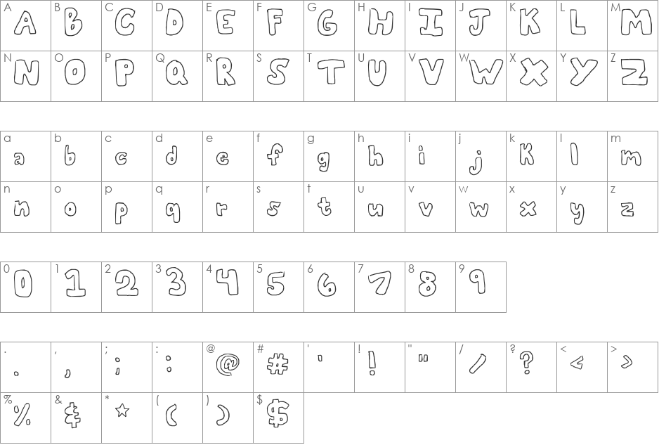 bubblii font character map preview