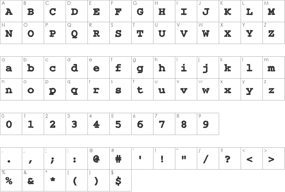 Bubbly font character map preview