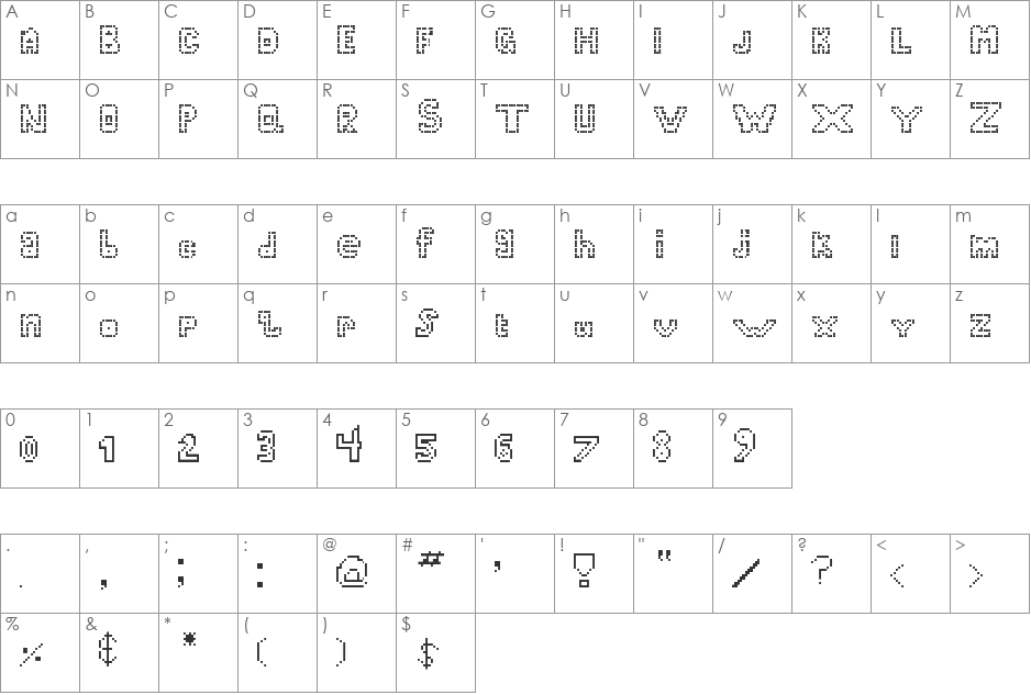 Bubbly font character map preview