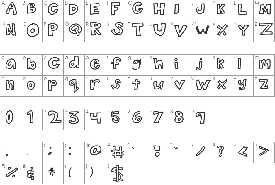 bubbly font character map preview