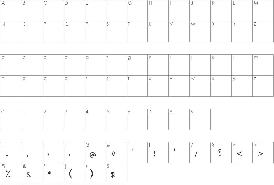 AGT Loy Afghanistan font character map preview