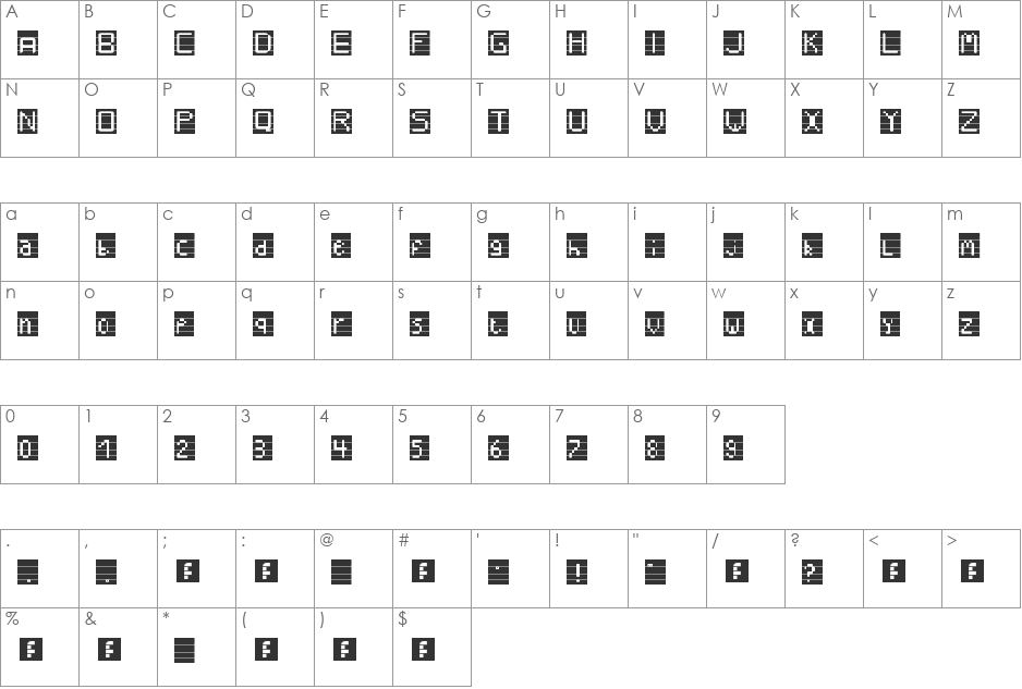 Buble font character map preview