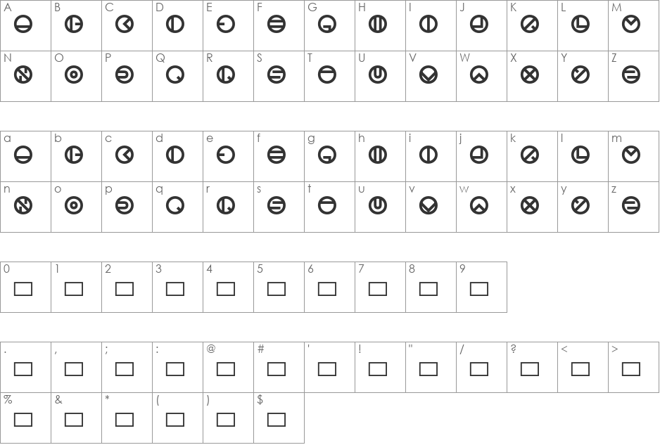 bublet font character map preview