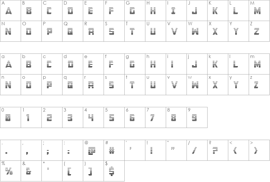 Buchanan Gradient font character map preview