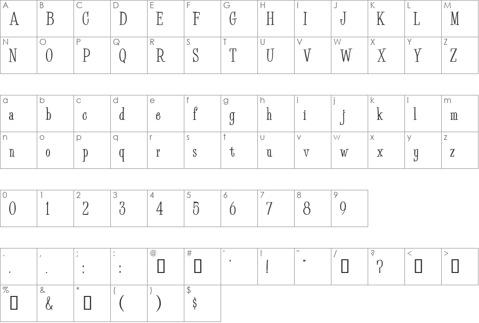 Bud Easy font character map preview