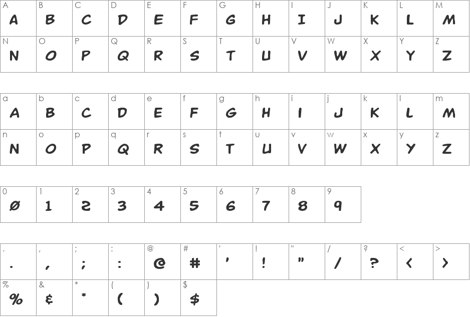 Buddy Champion Expanded font character map preview