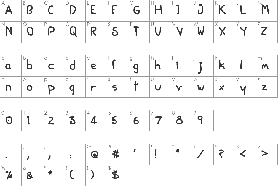 Buddy jim font character map preview