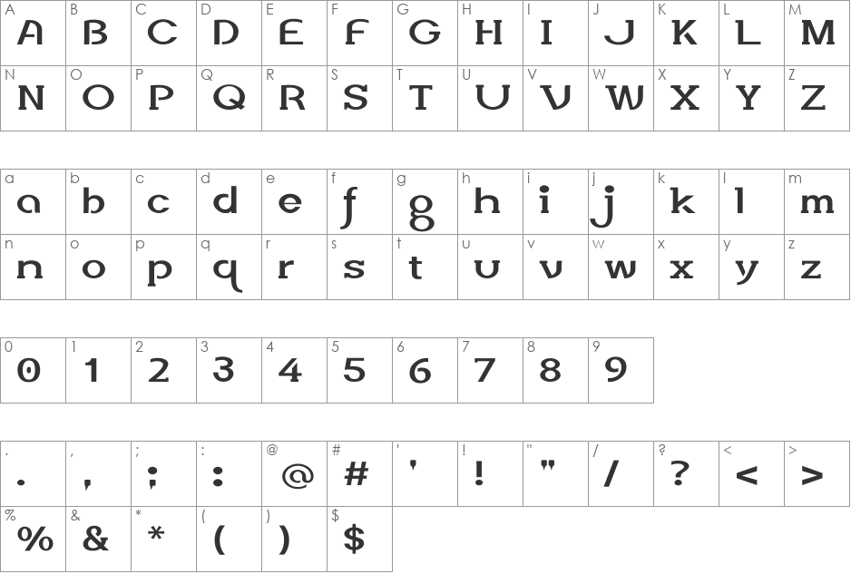 aguije Caiman font character map preview