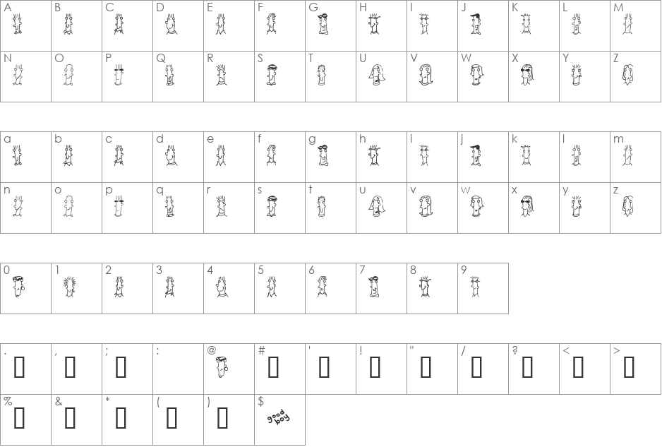 BUEN CHICO font character map preview