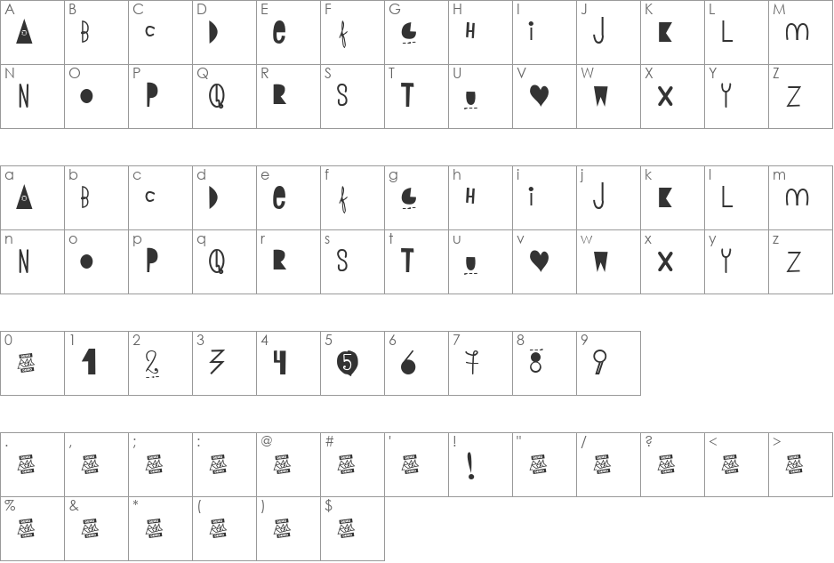 BUEN DIA font character map preview