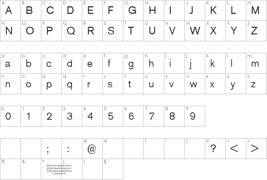 Aguizard Tryout font character map preview