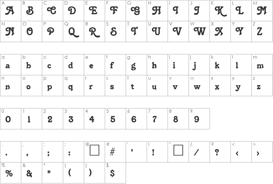 Buenosaires font character map preview