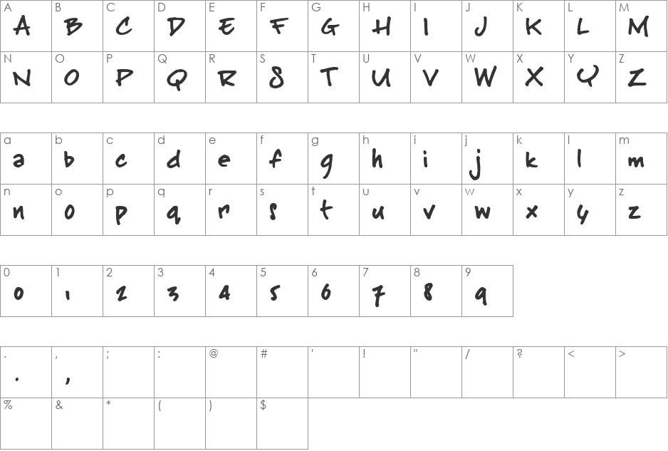 BuffaloStance font character map preview