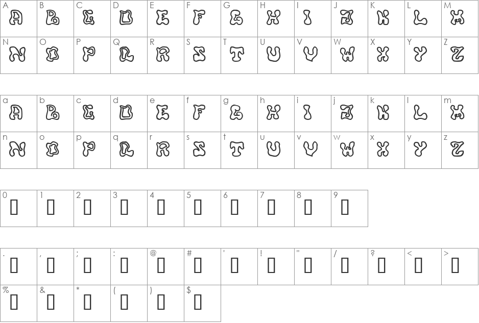 buffy font character map preview