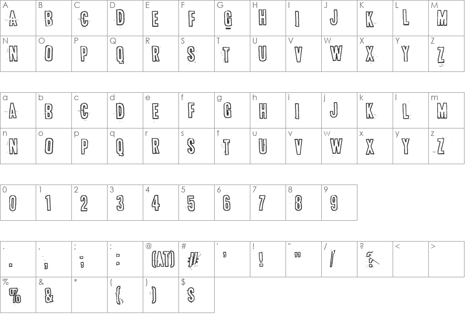 Bugebol huomenna font character map preview