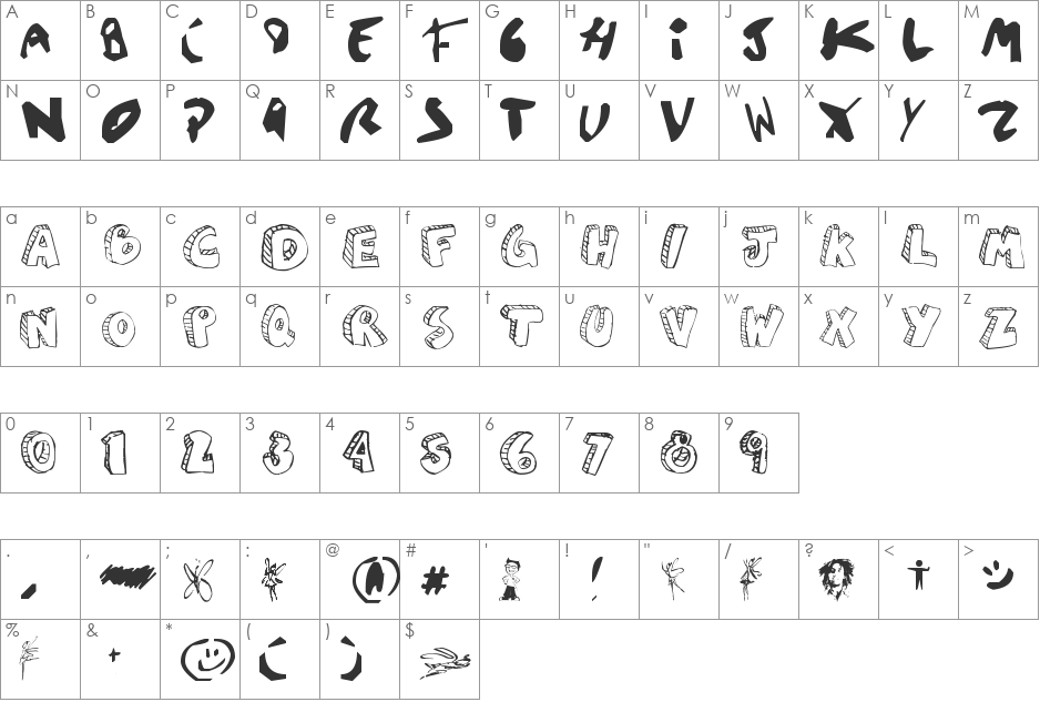 aguzlo font character map preview