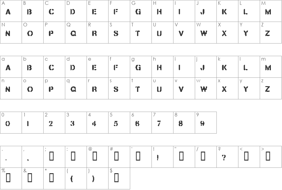 BUILDER font character map preview