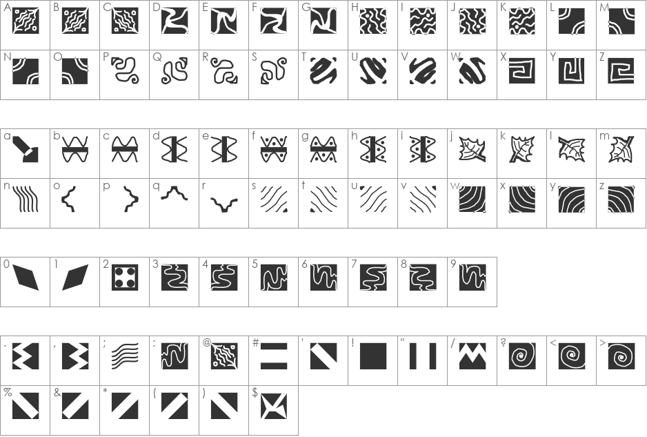 Builder8 font character map preview