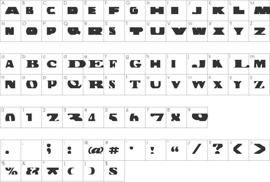 Building Bloc font character map preview