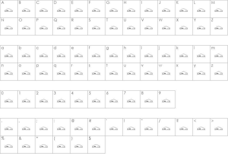 Buildings font character map preview