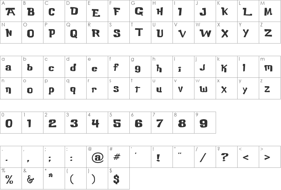 Buka Bird font character map preview