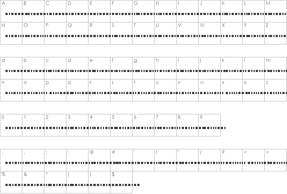 BukanBinary Too font character map preview