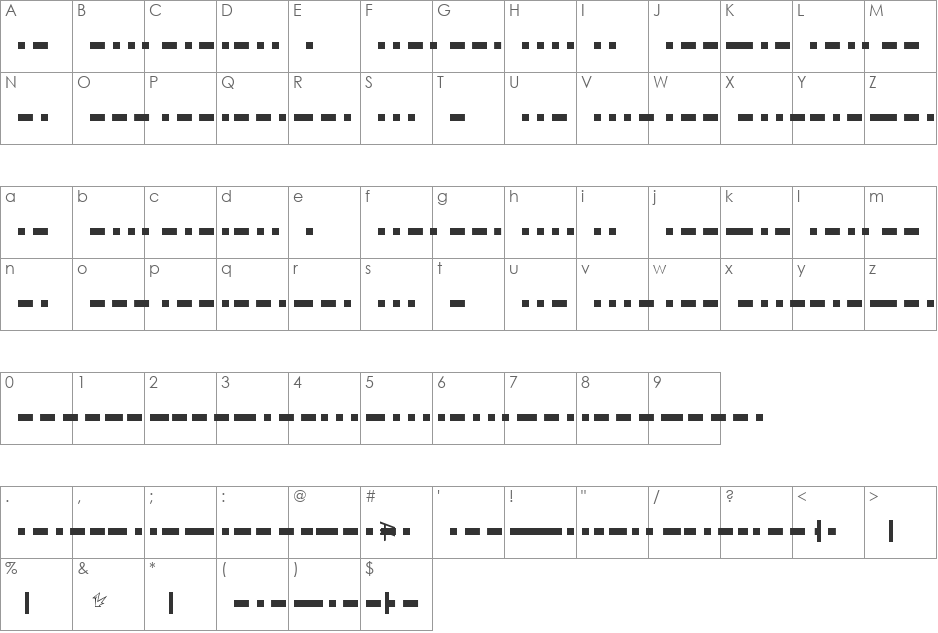 BukanMorse font character map preview