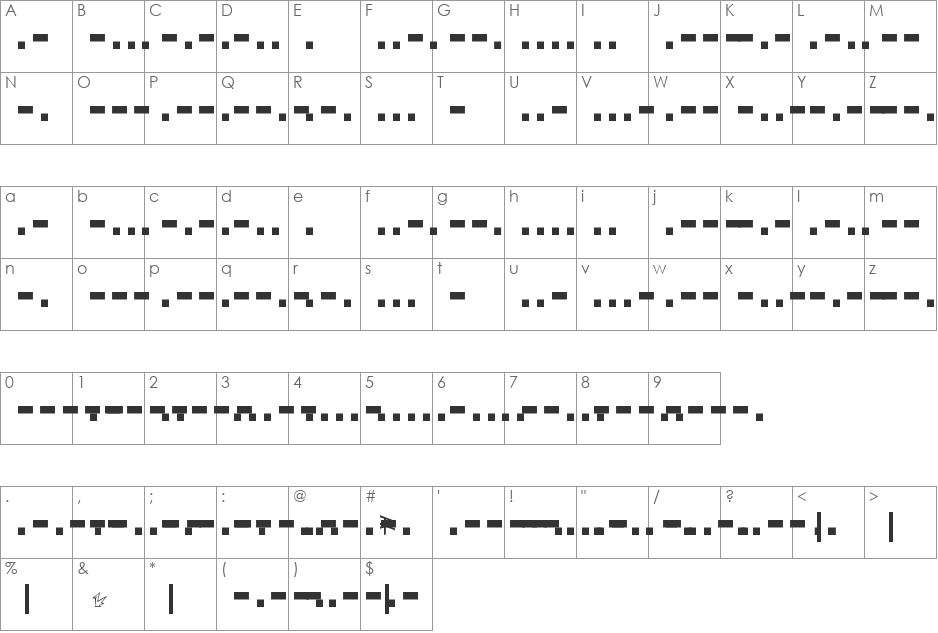 BukanMorse One font character map preview