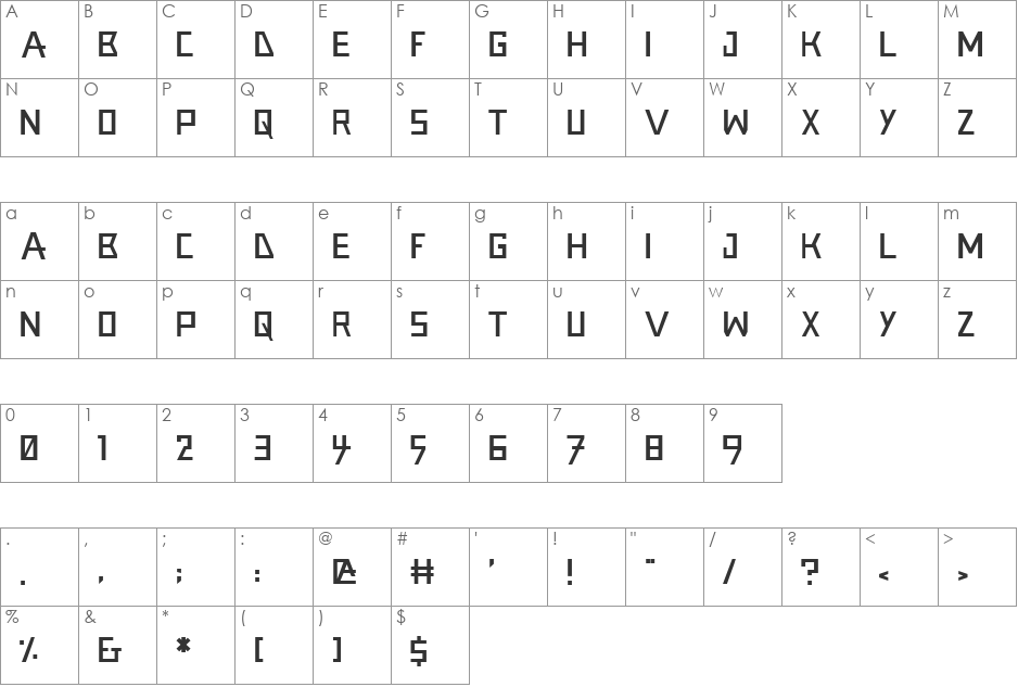 Bukuju RW font character map preview