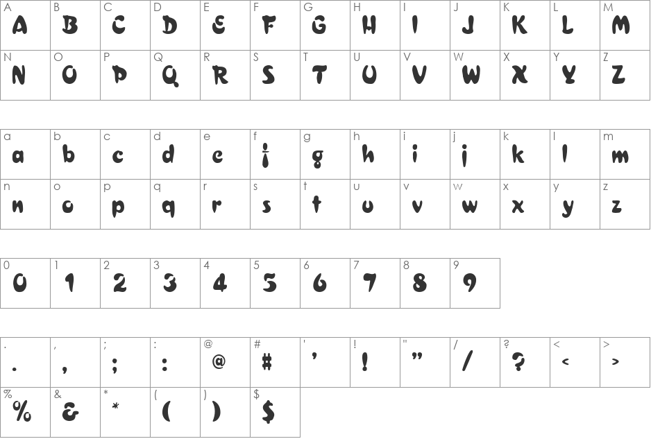 Bulge font character map preview