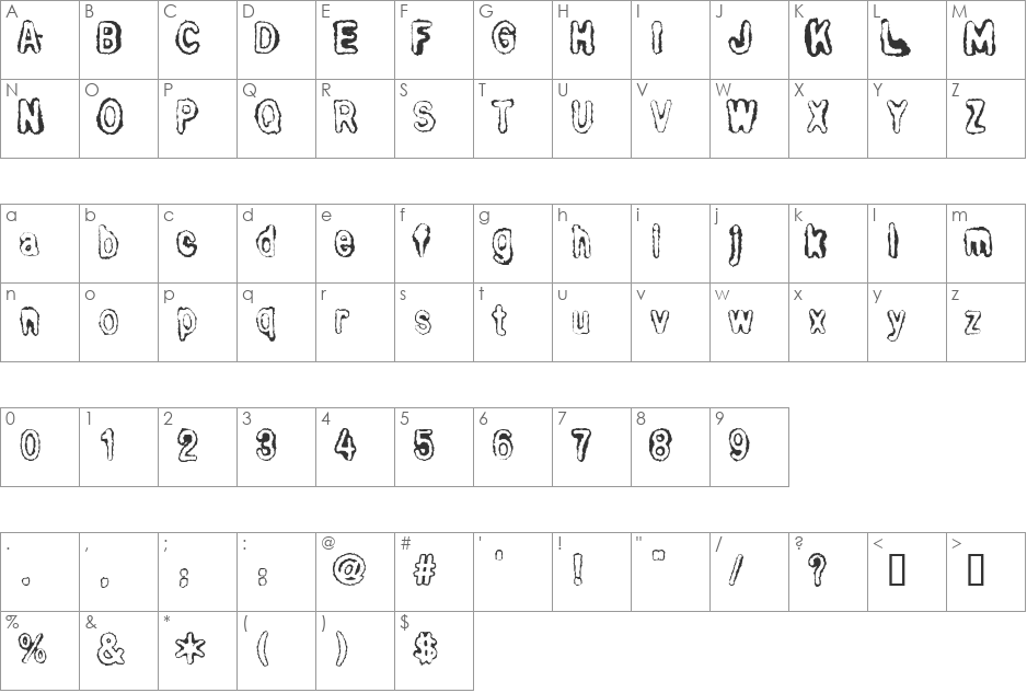 Bull font character map preview