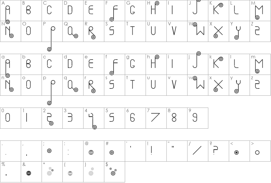 Bullet Train font character map preview