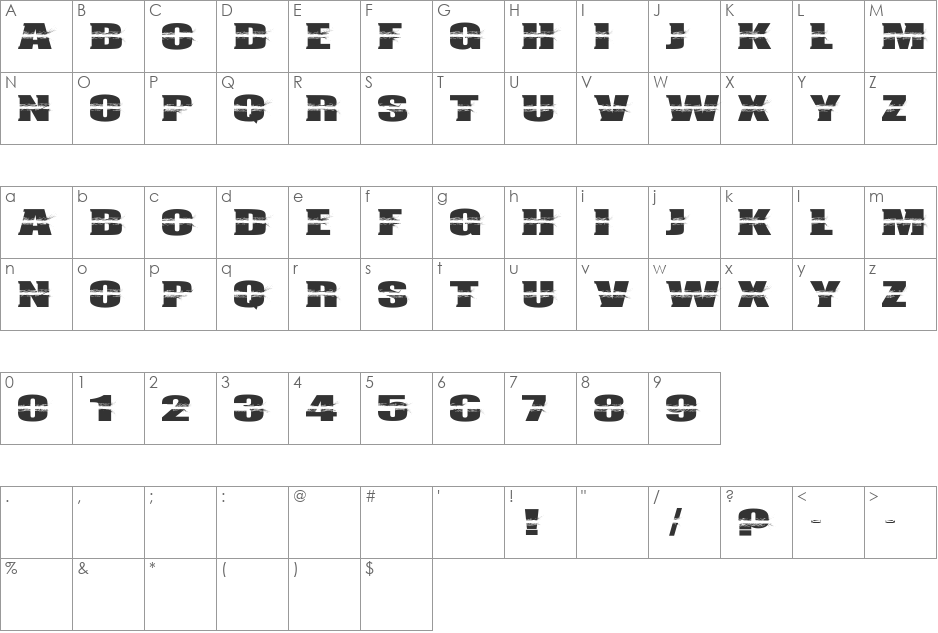 BULLETCAMPUS> font character map preview