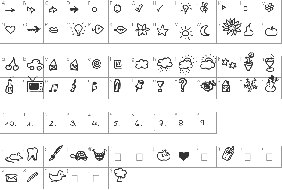 BulletMix font character map preview