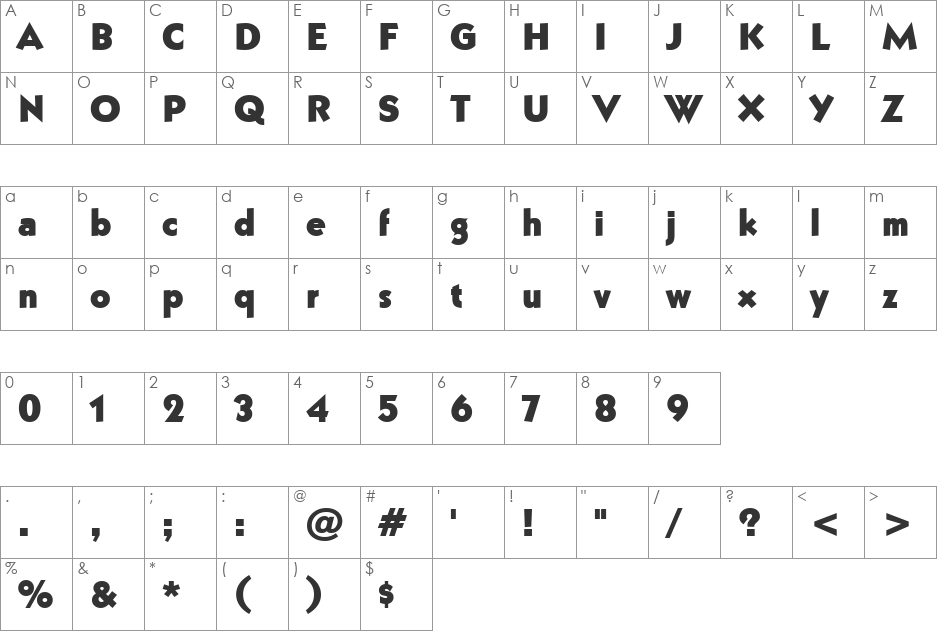 Bully font character map preview