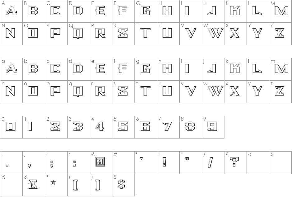 BulwarkNF font character map preview
