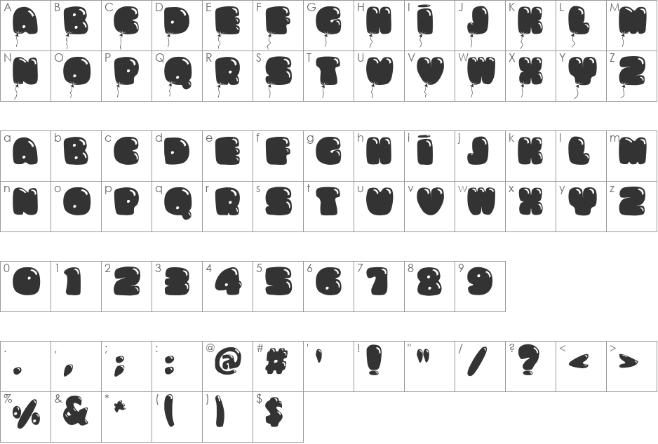 Bumbazoid font character map preview