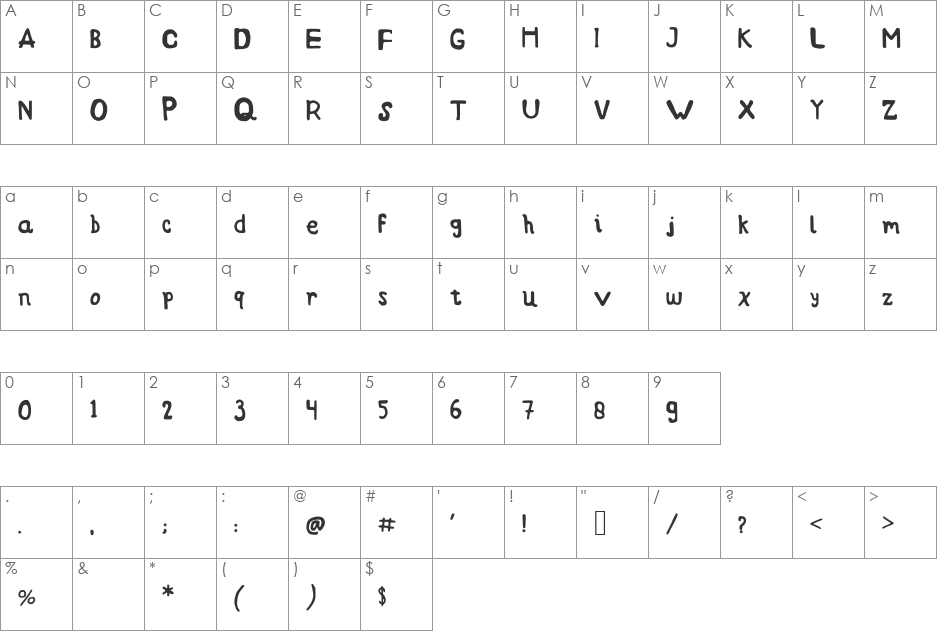 bundafont font character map preview