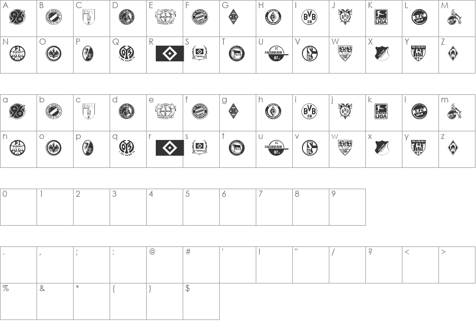 Bundesliga font character map preview