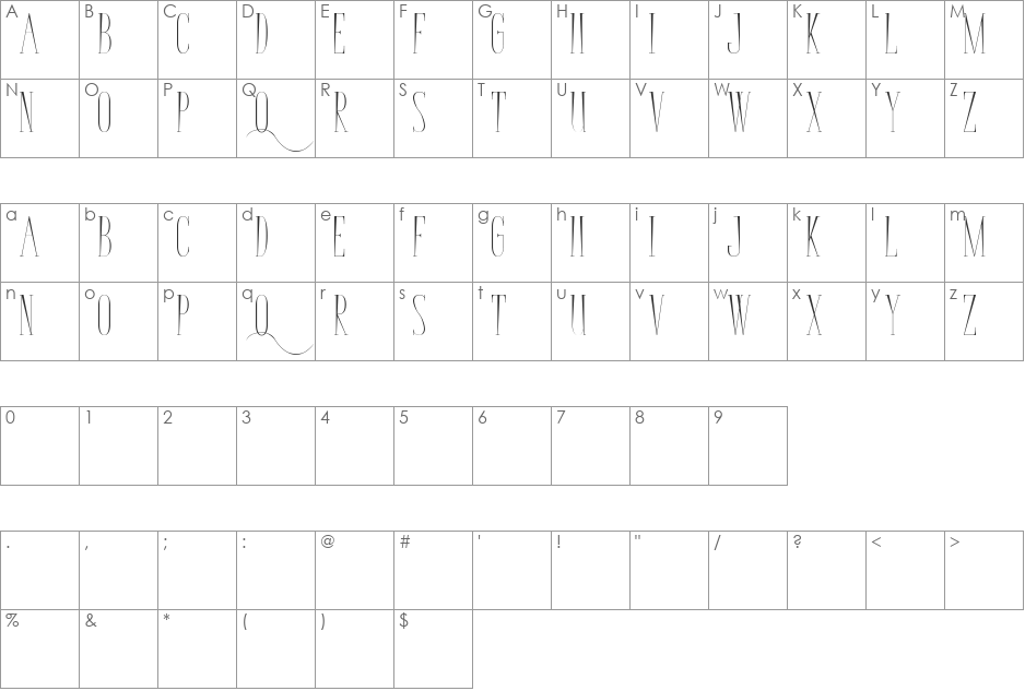 Bunga Cengkih Random font character map preview