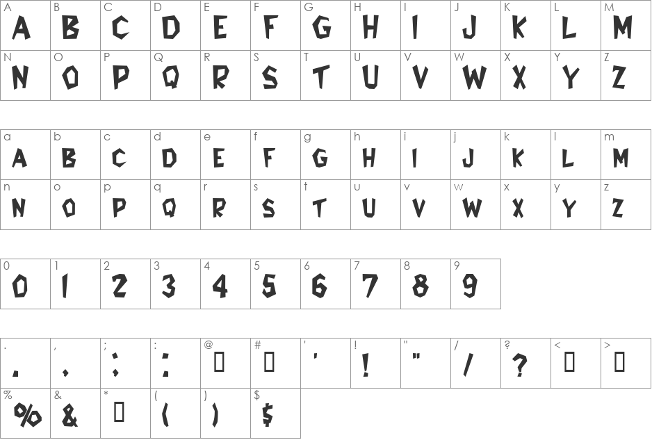 BungaloSCapsSSK font character map preview