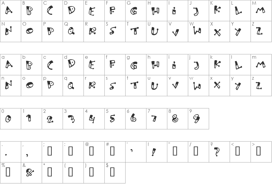 Bungnipper font character map preview