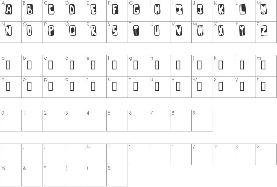 Bunker font character map preview