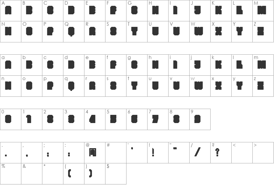 bunker font character map preview