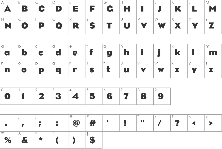 Bureau Eagle FB Bold font character map preview