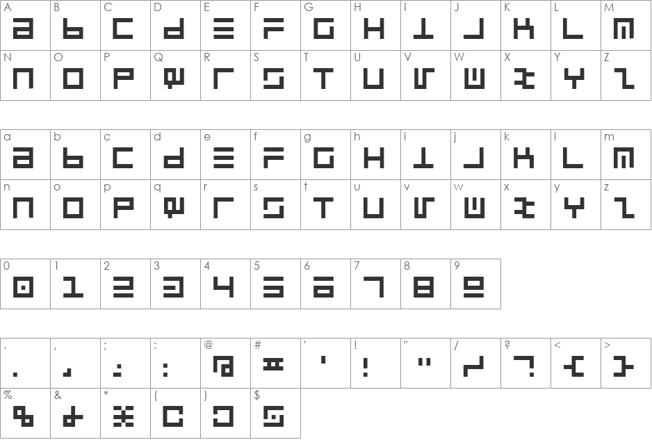 BureaucratCapsSSK font character map preview