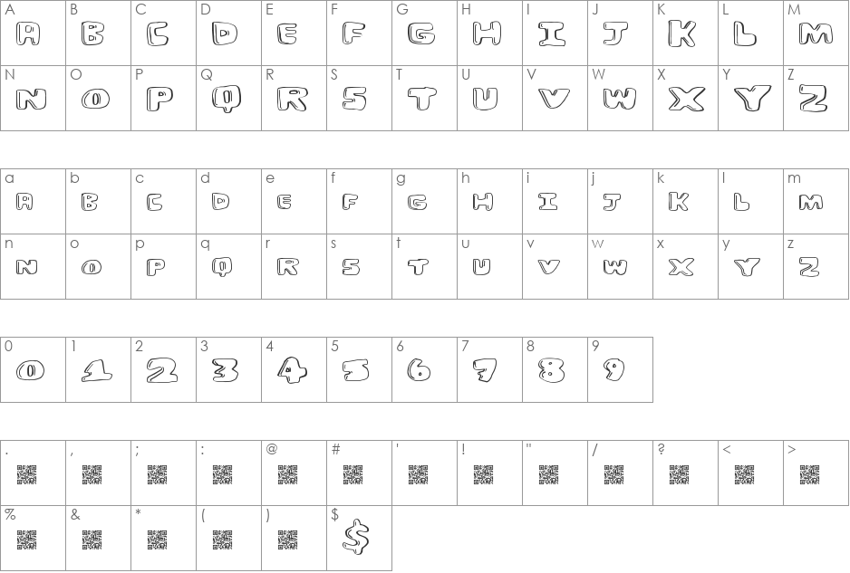 BurgerHut font character map preview