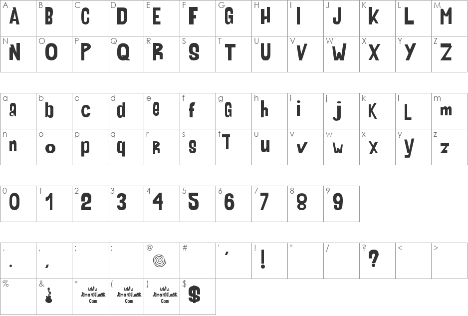 AHDN font character map preview