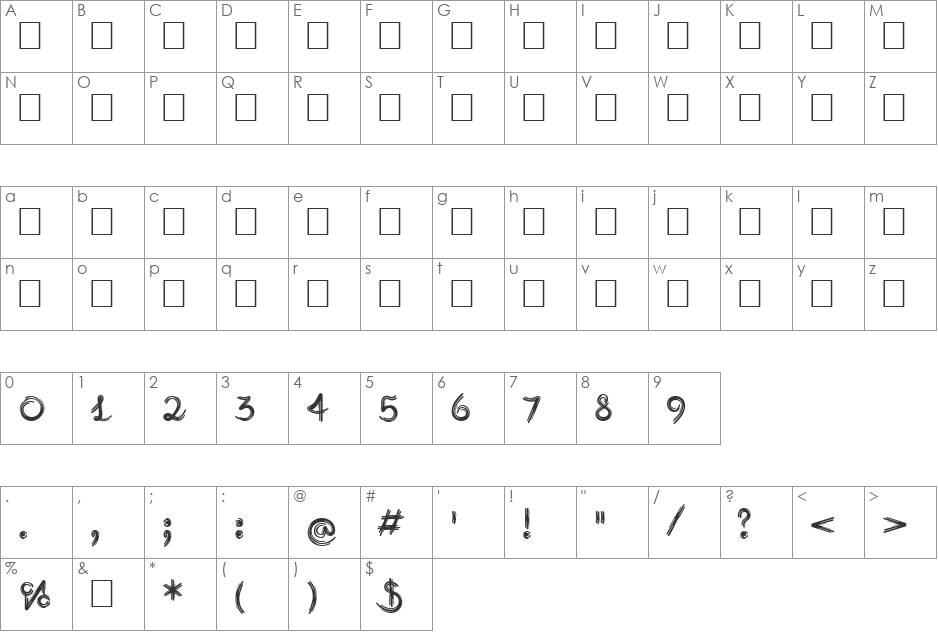 Burlak font character map preview