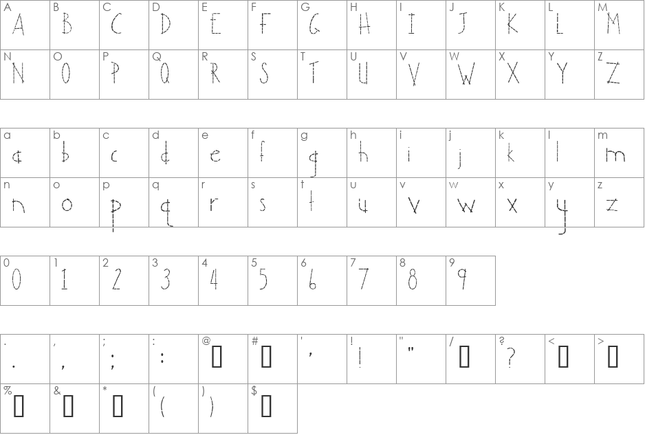Ahoy In Stitches font character map preview